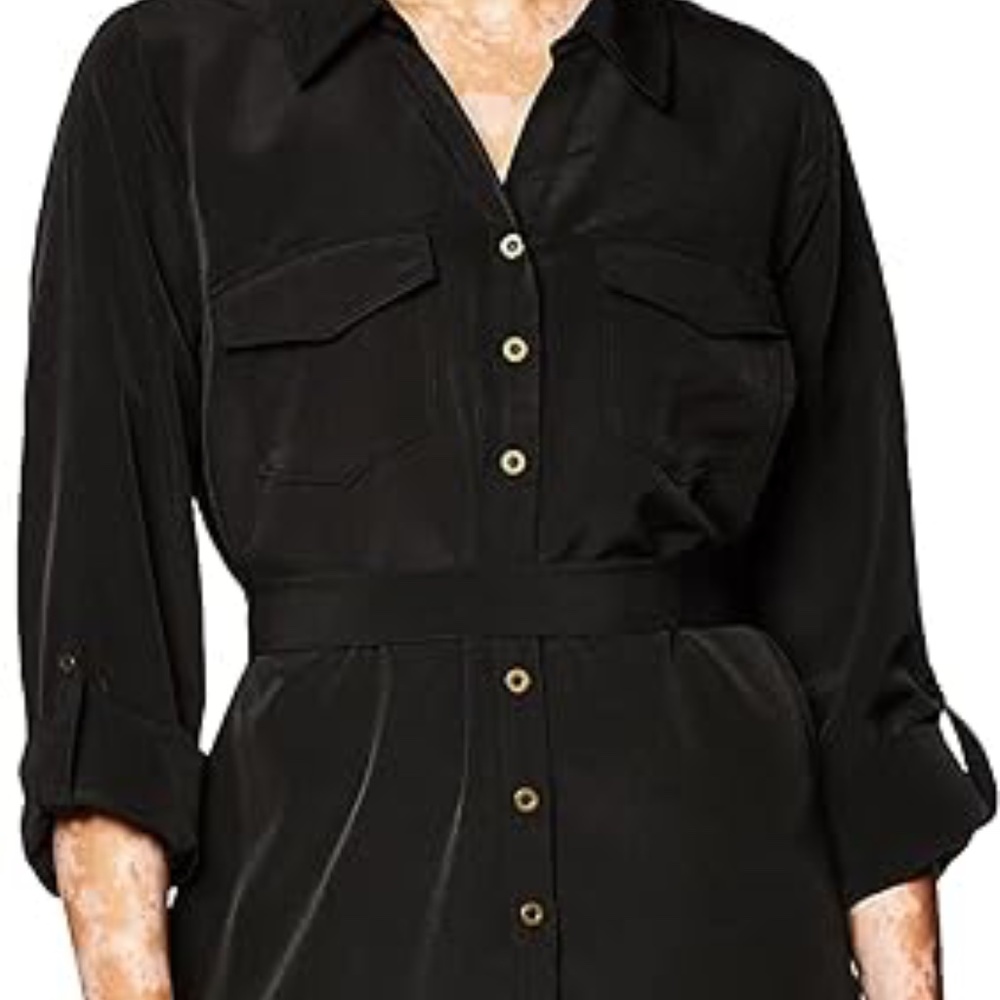 Motherhood maternity black button down shirt dress